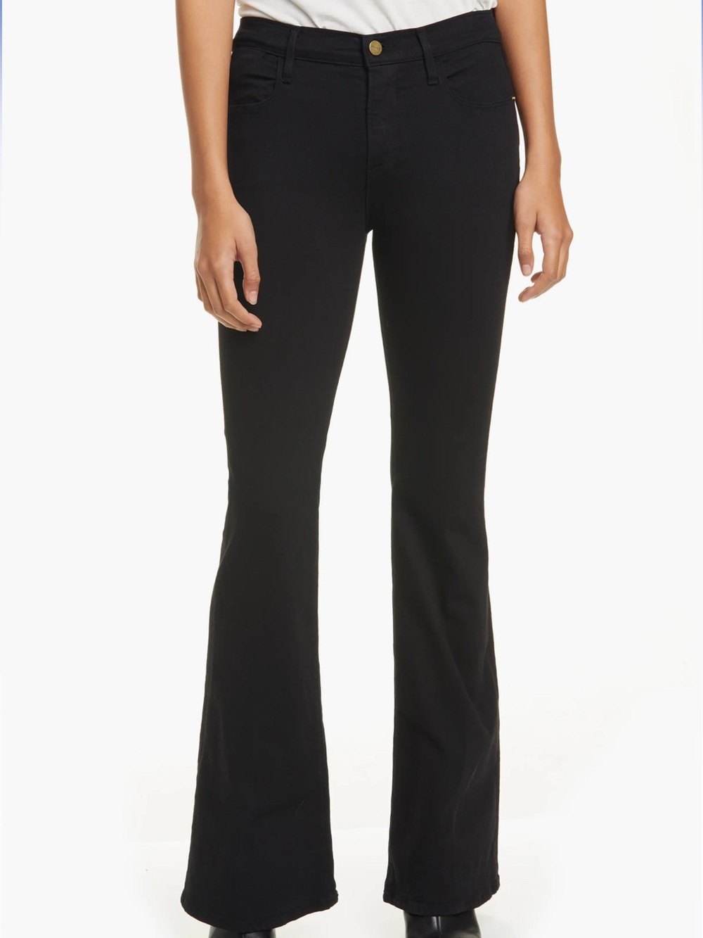 Frame Denim Black High-Rise Flare Pants